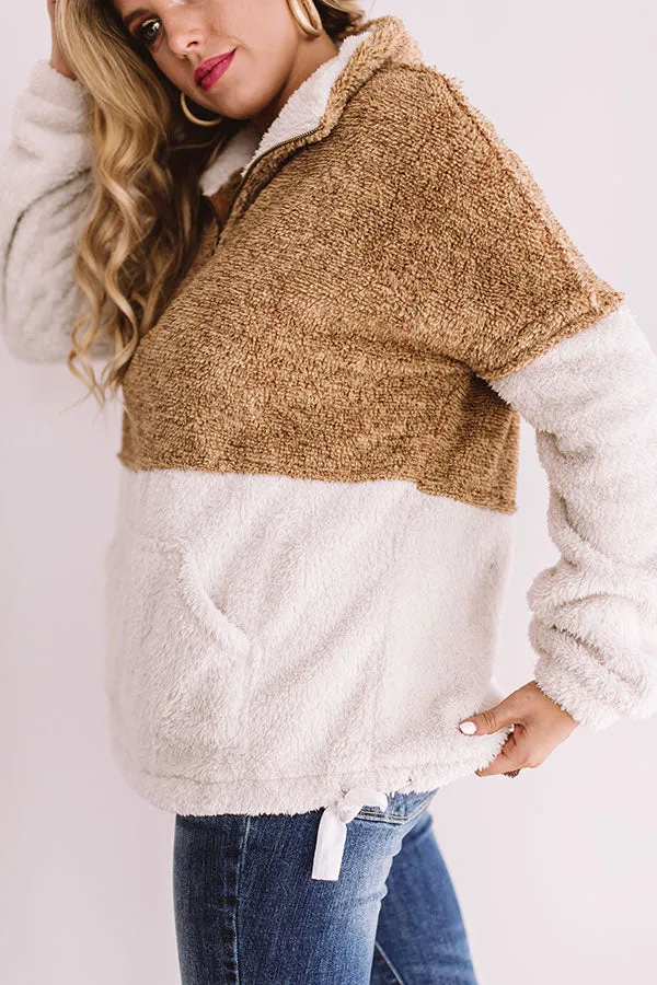 More Lattes, Please Sherpa Pullover In Iced Mocha