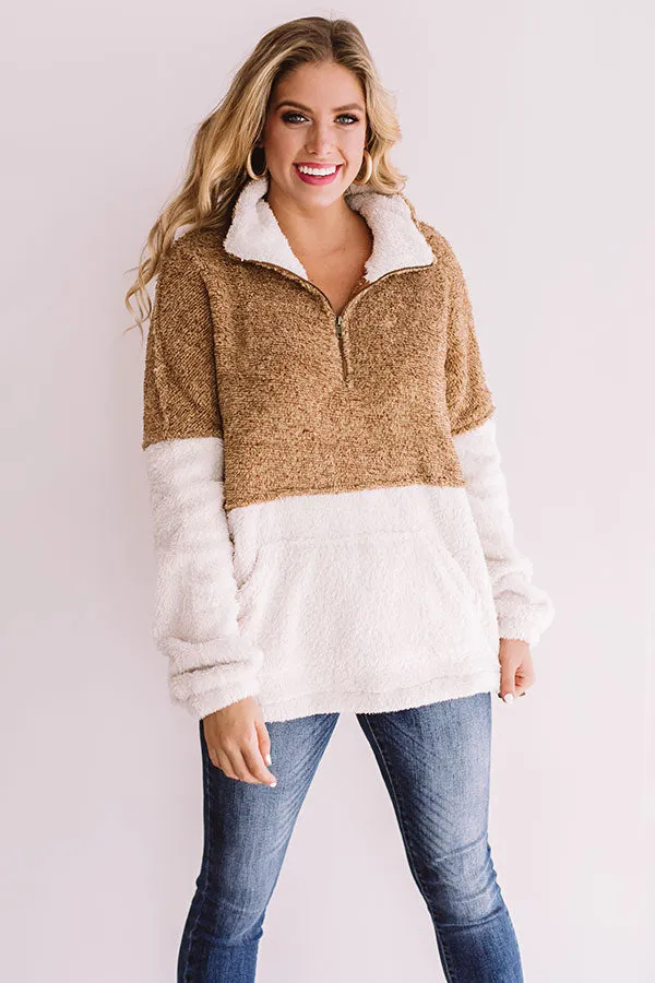 More Lattes, Please Sherpa Pullover In Iced Mocha