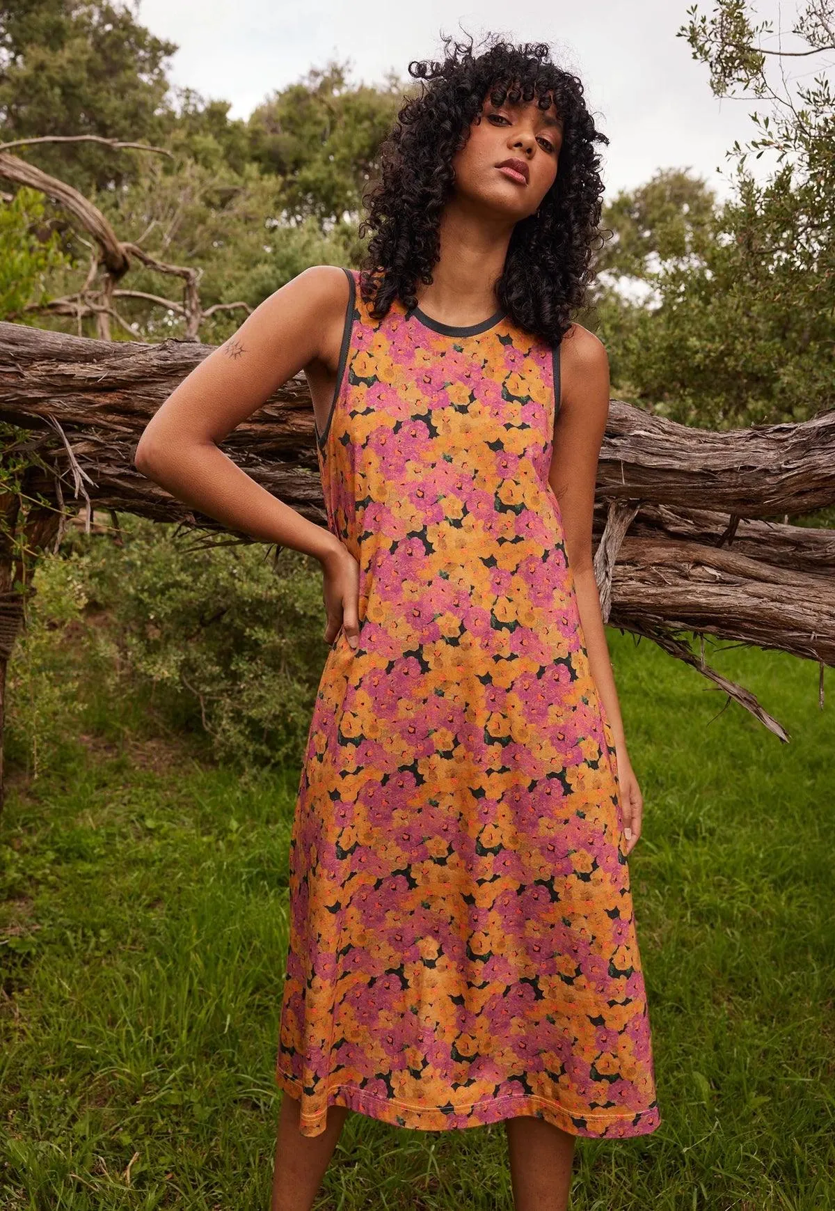 Nancybird Wren Tank Dress in Sunset Floral