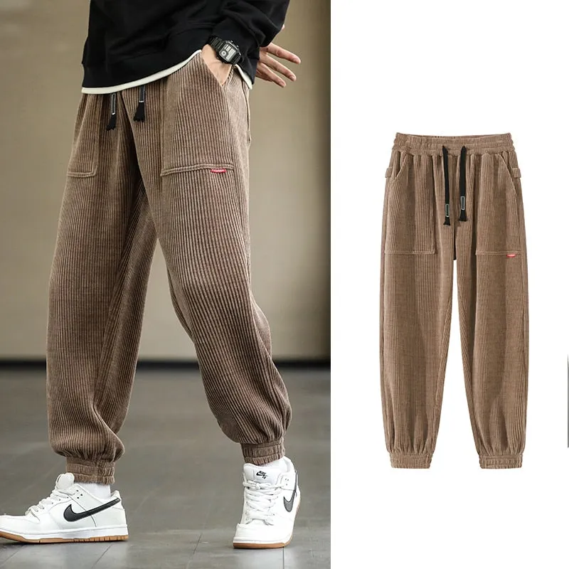 New Autumn Winter Corduroy Sweatpants Men Baggy Joggers Fashion Streetwear Loose Casual Harem Pants Plus SIze 8XL