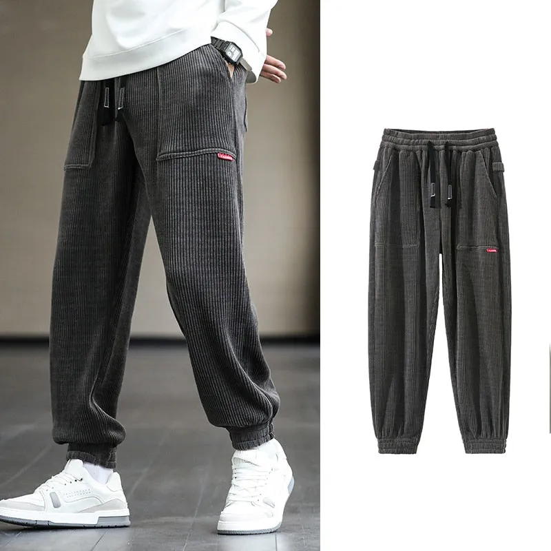 New Autumn Winter Corduroy Sweatpants Men Baggy Joggers Fashion Streetwear Loose Casual Harem Pants Plus SIze 8XL