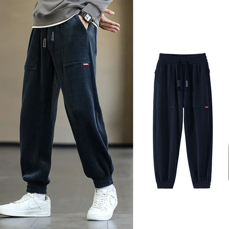 New Autumn Winter Corduroy Sweatpants Men Baggy Joggers Fashion Streetwear Loose Casual Harem Pants Plus SIze 8XL