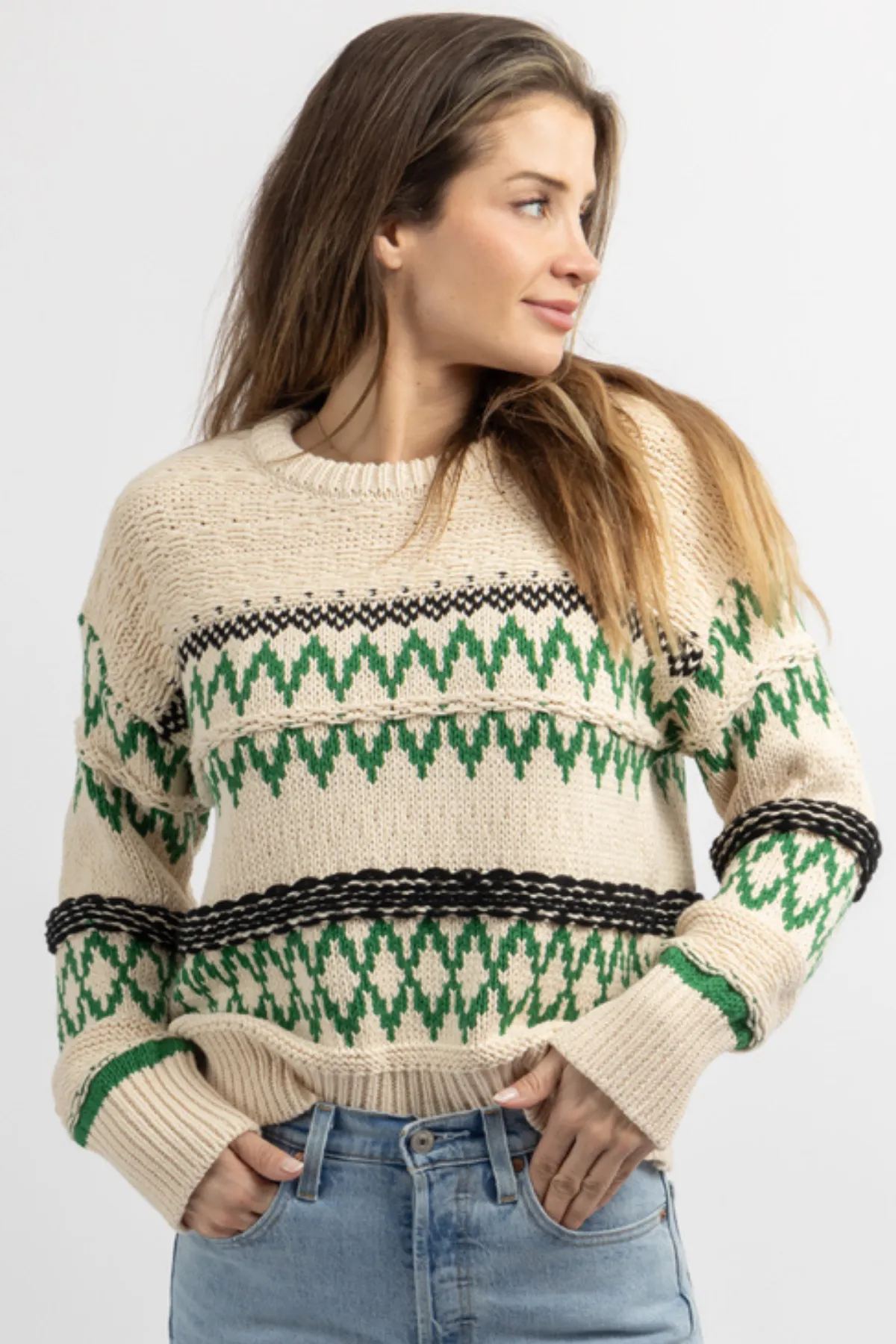 NORDIC NAVY PATTERNED SWEATER