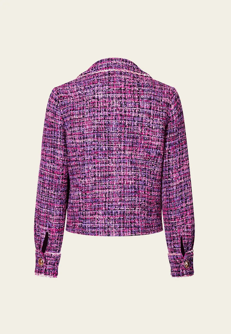 Notch-lapel Puff-sleeve Cropped Jacket