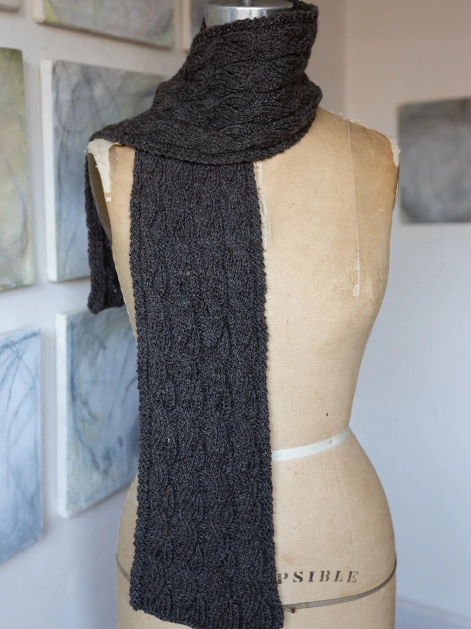 Open and Folds Cabled Scarf <br/><small>knitting pattern</small>