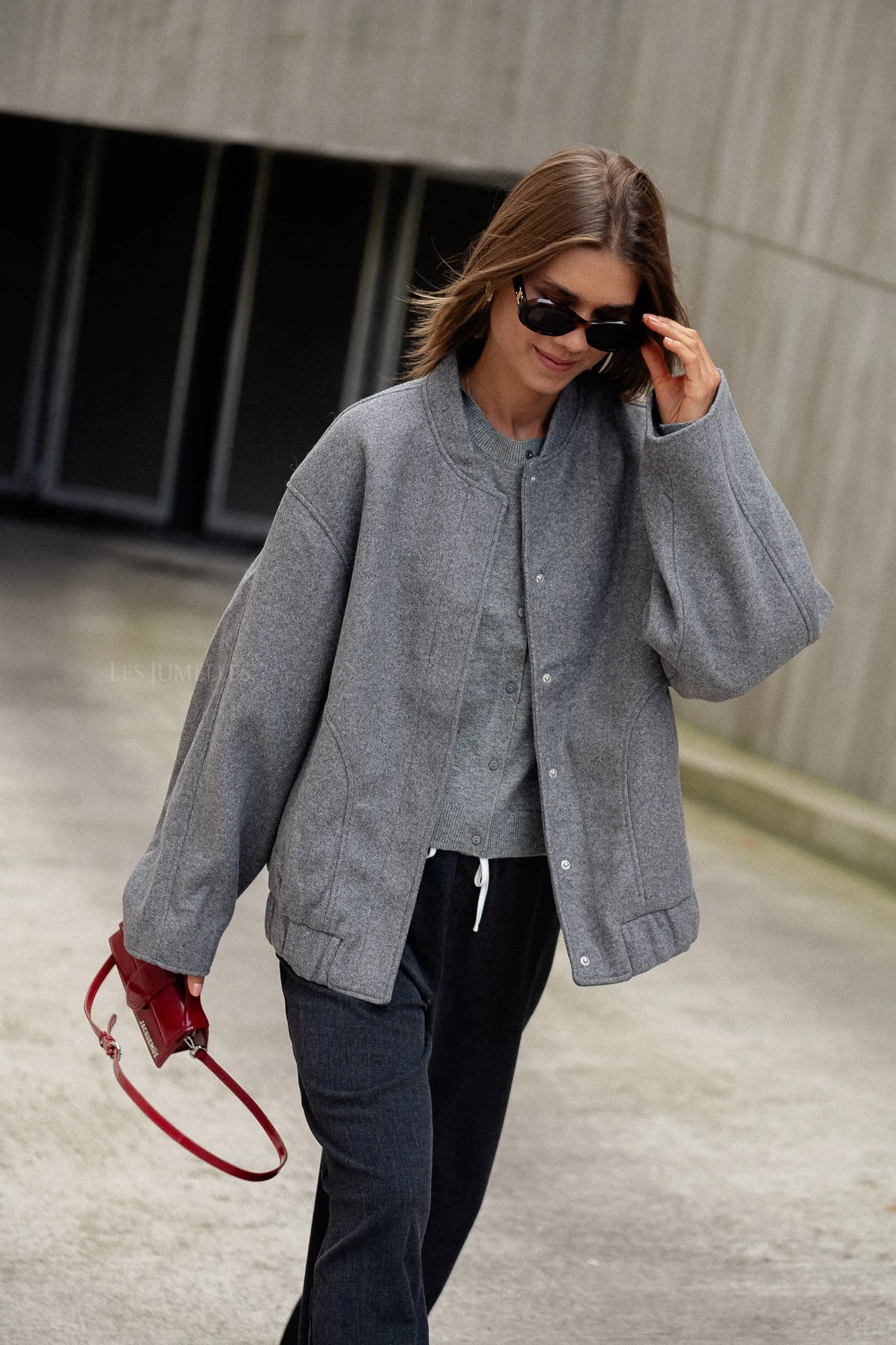 Oversize Geena bomber jacket grey melange