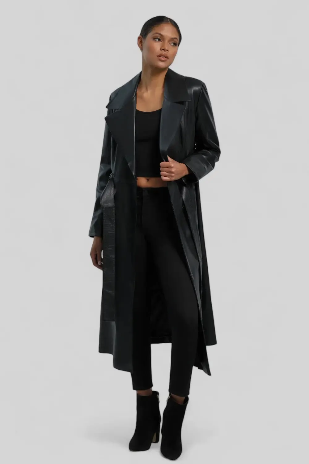 Paola Leather Trench Coat