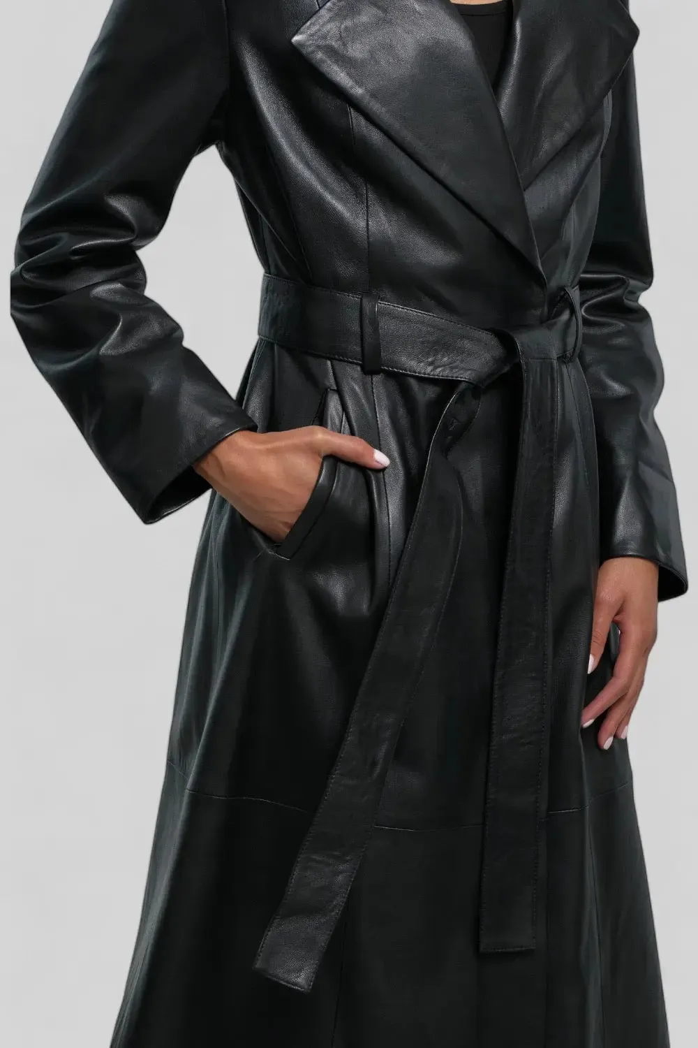 Paola Leather Trench Coat