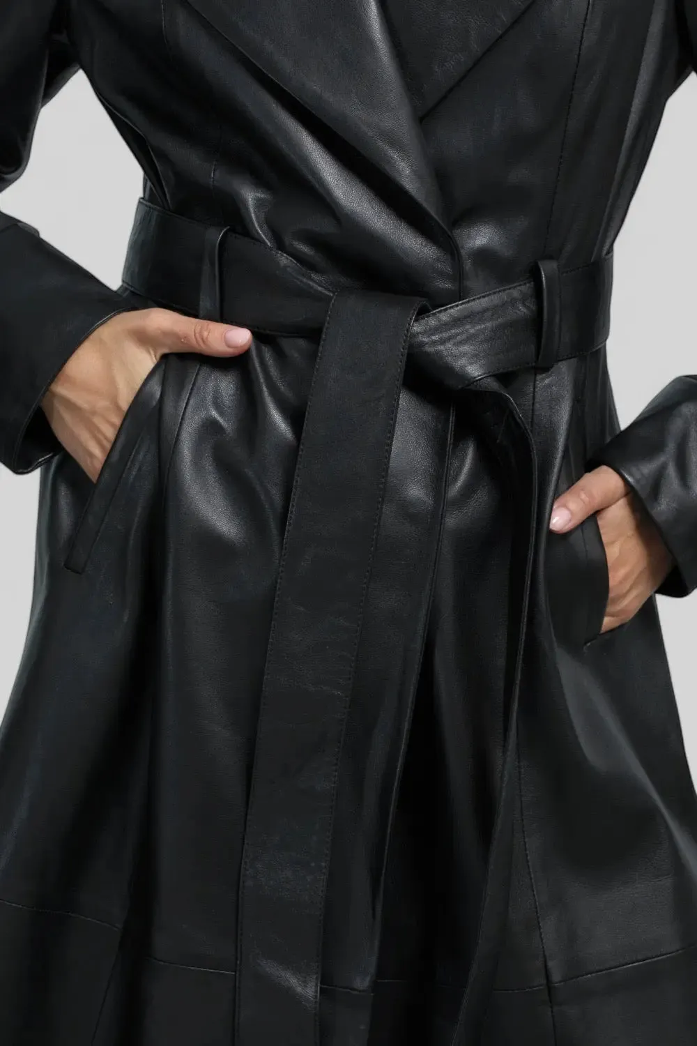 Paola Leather Trench Coat