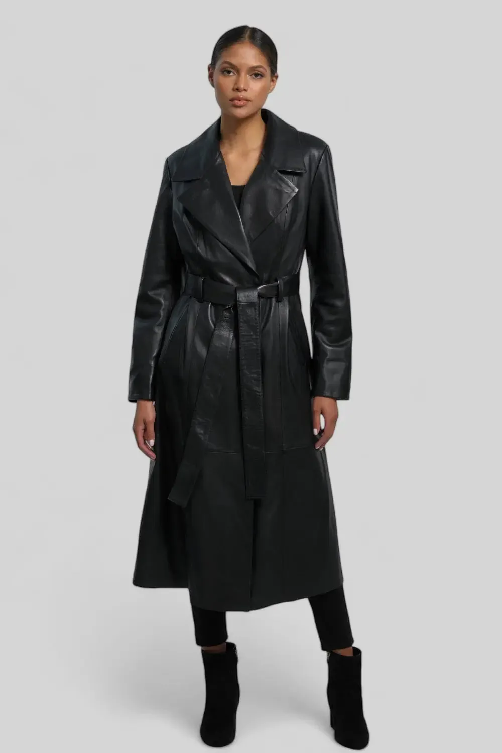 Paola Leather Trench Coat