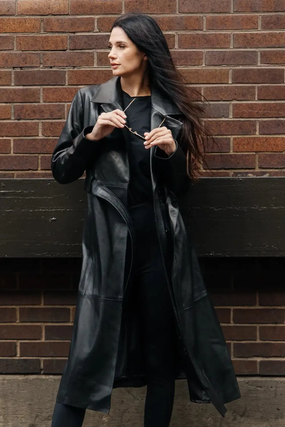 Paola Leather Trench Coat