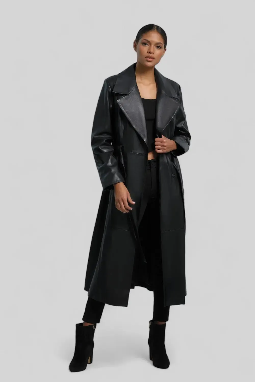 Paola Leather Trench Coat