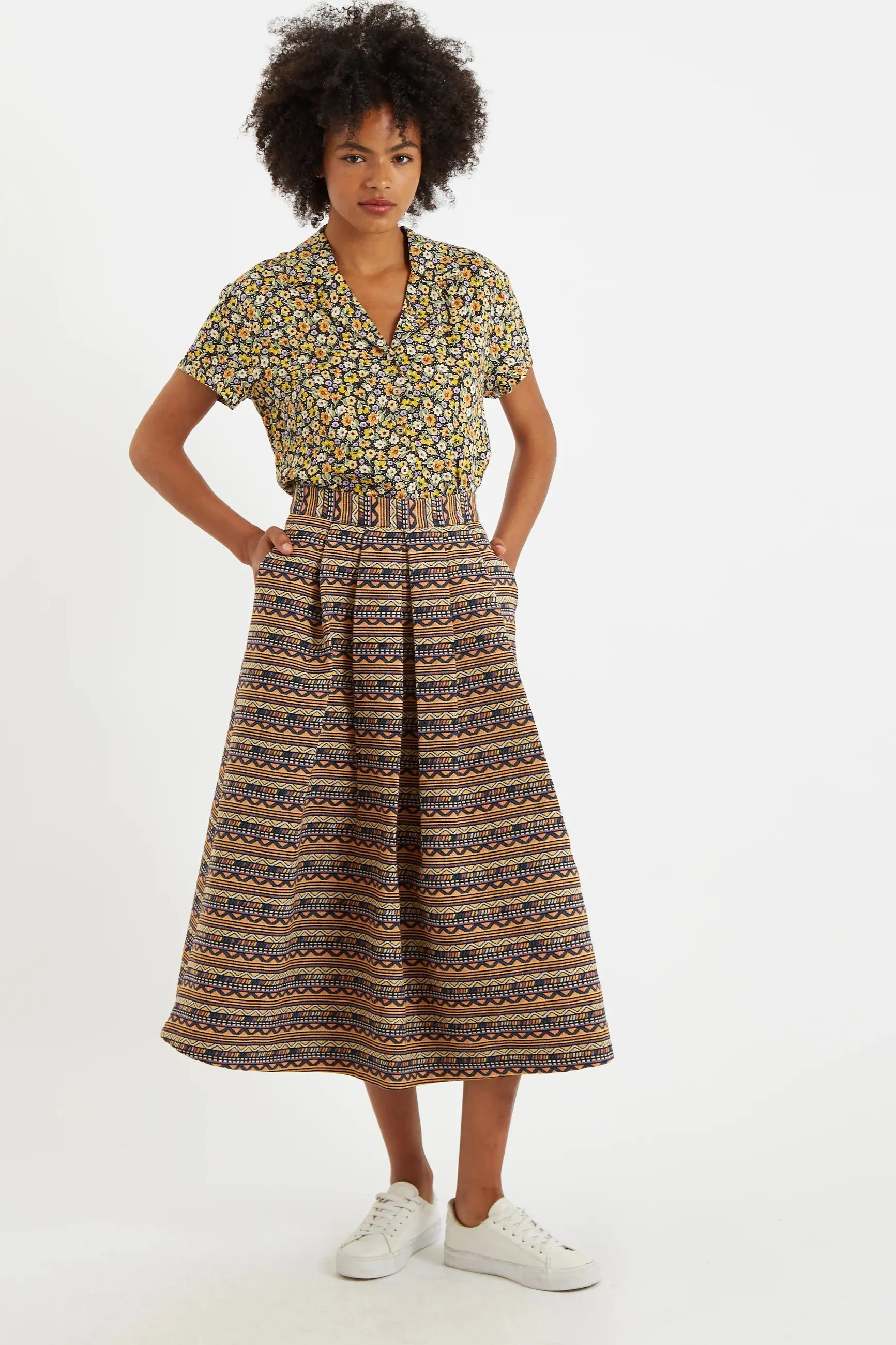 Pasadena Mexico  Jacquard Midi Skirt