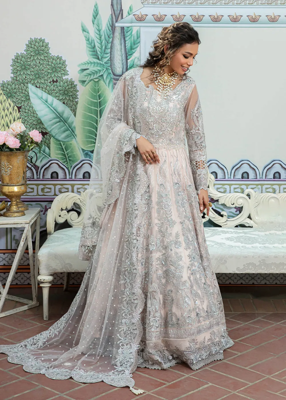 Pink Pakistani Maxi Dress | Imrozia Serene Mehram Brides '23 | SB-10 - FAKHTA