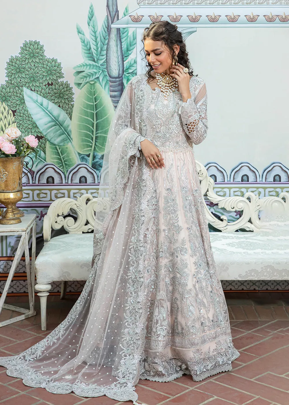 Pink Pakistani Maxi Dress | Imrozia Serene Mehram Brides '23 | SB-10 - FAKHTA