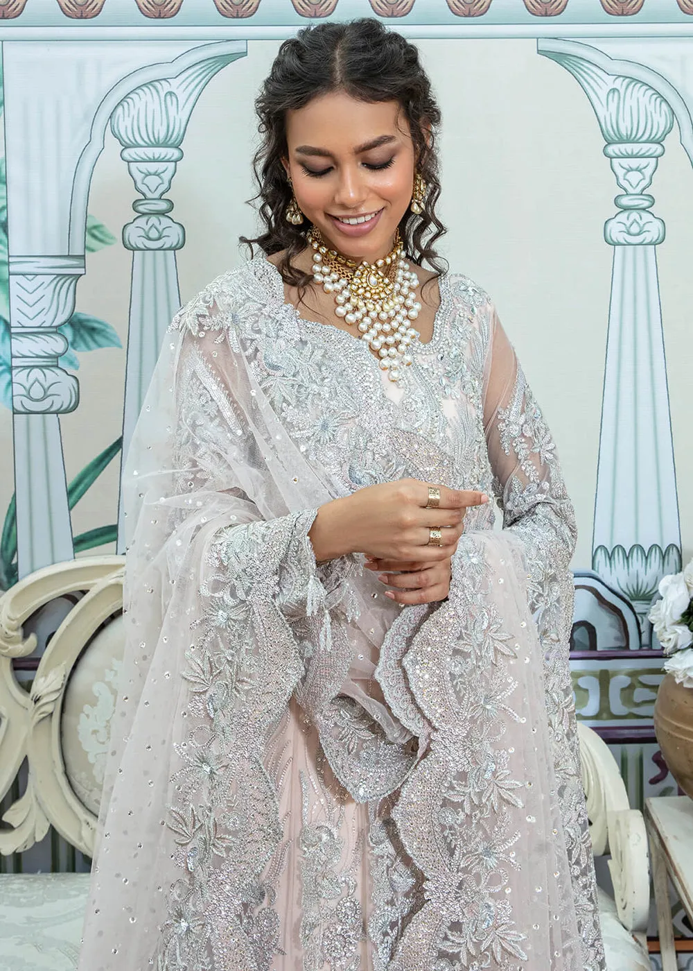 Pink Pakistani Maxi Dress | Imrozia Serene Mehram Brides '23 | SB-10 - FAKHTA