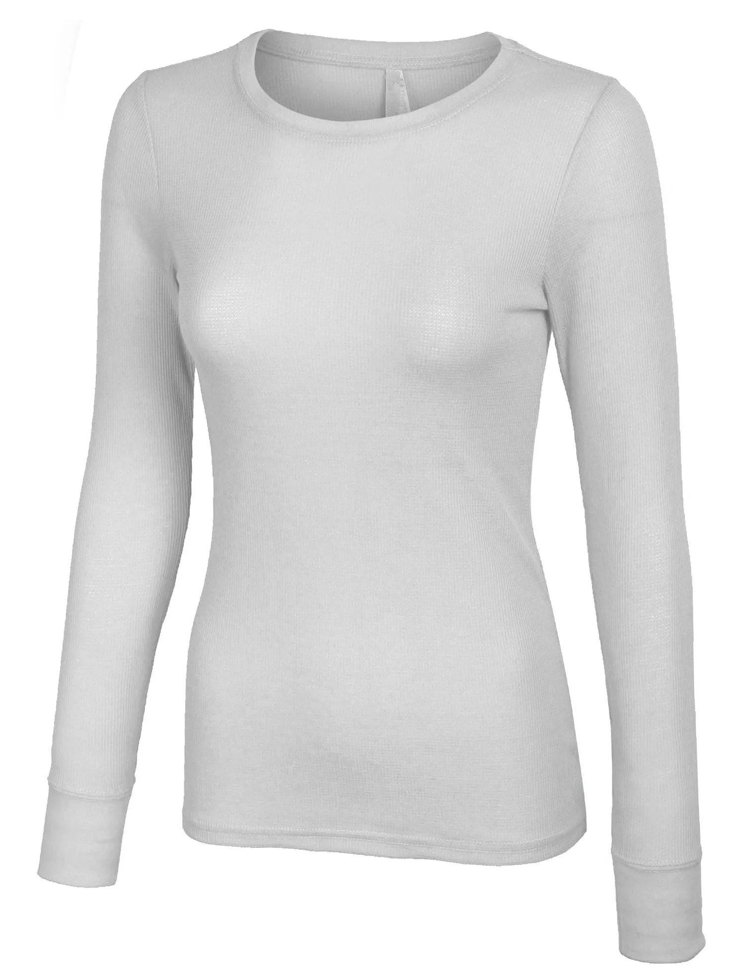 Plain Basic Round Crew Neck Thermal Long Sleeves T Shirt Top