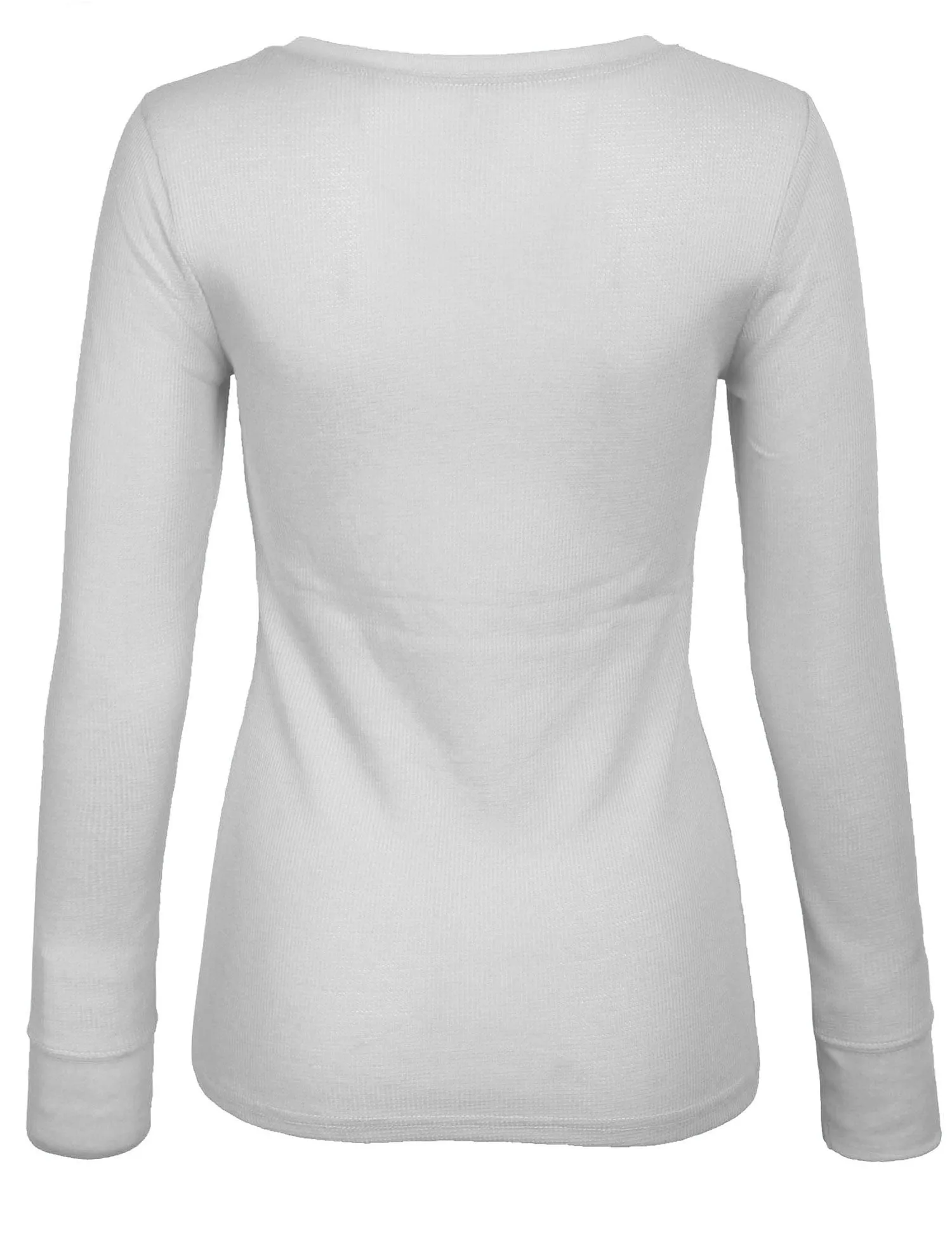 Plain Basic Round Crew Neck Thermal Long Sleeves T Shirt Top