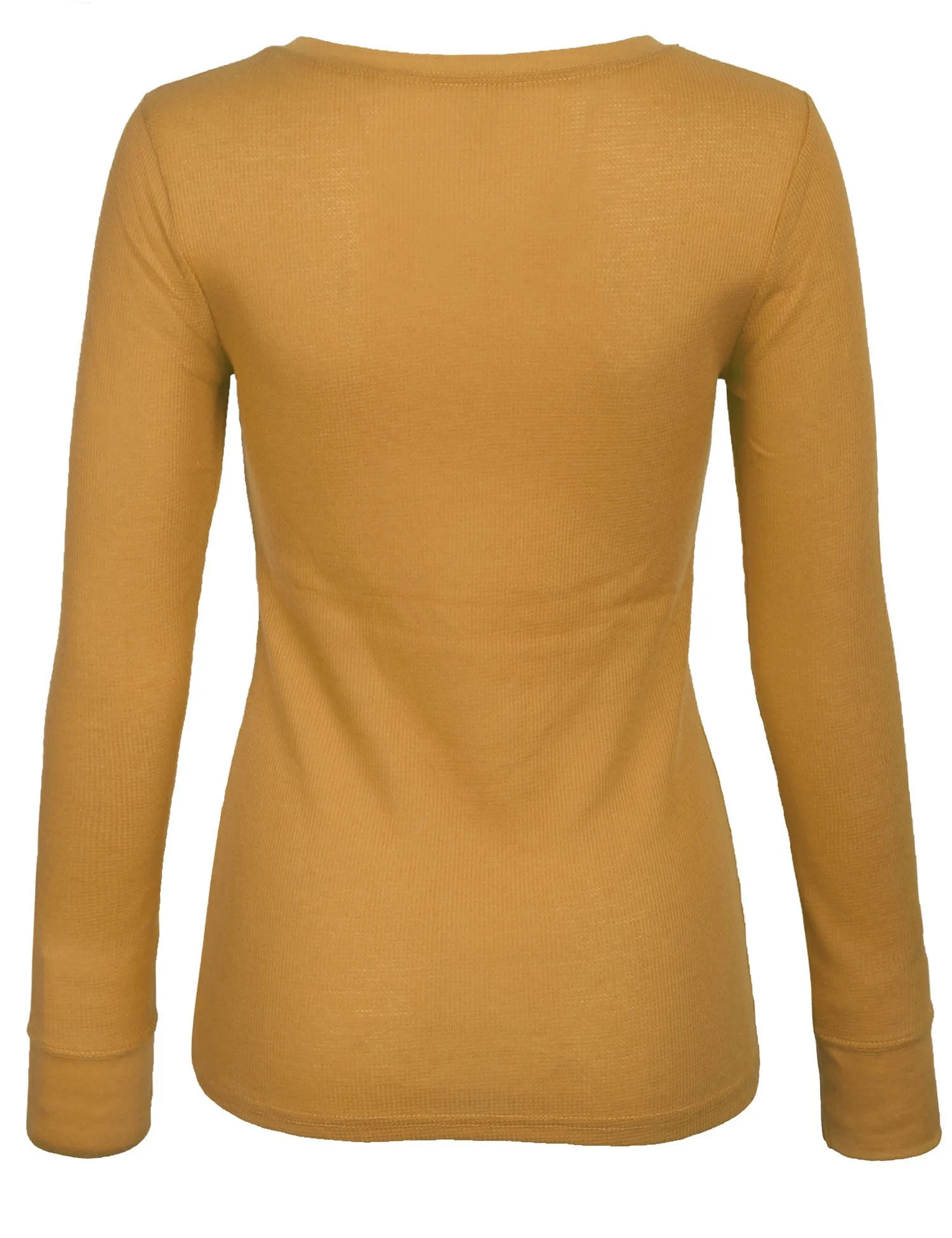 Plain Basic Round Crew Neck Thermal Long Sleeves T Shirt Top