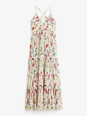 Pleated floral maxi dress