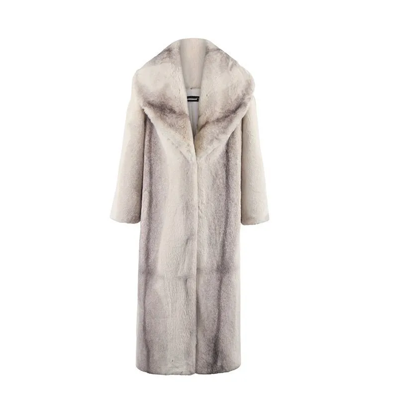 Pre Order:  Grey Gradient Faux Fur Coat