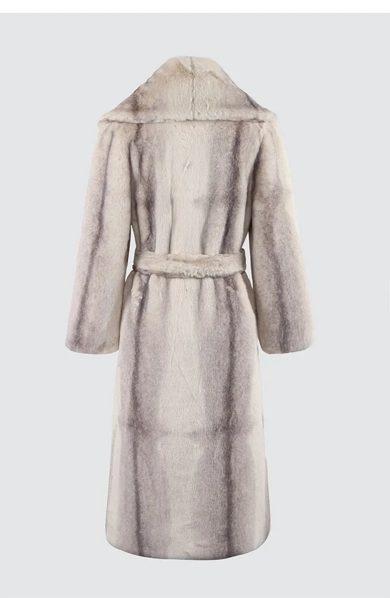 Pre Order:  Grey Gradient Faux Fur Coat