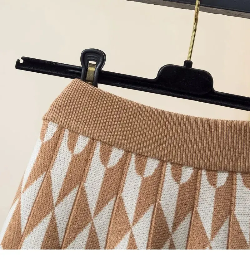 Pre Order:  Knitted Pleated A-Line Midi Skirt