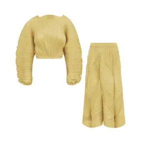 Pre Order:  Pleated Short Top  Pants Set