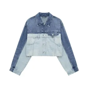 Pre Order:  Ragged Patchwork Denim Cropped Jacket