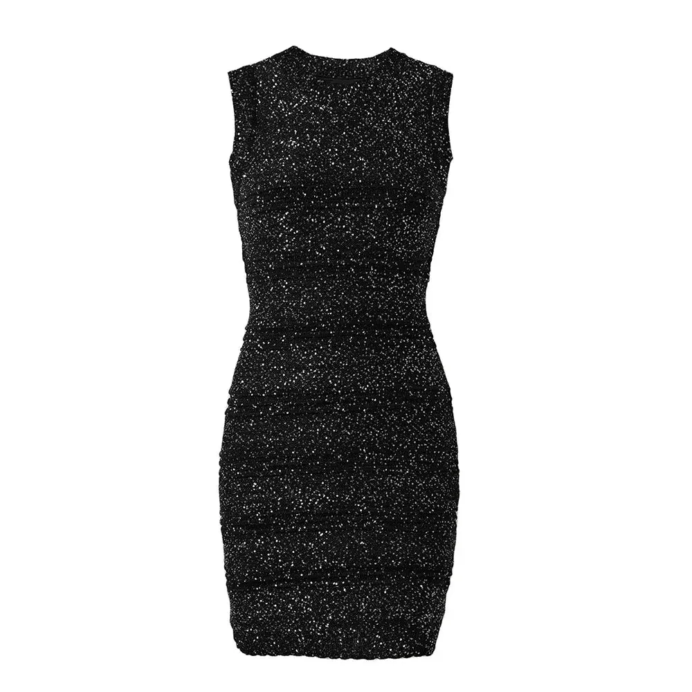 Pre Order:  Sequin Waist Cinching Knitted Camisole Dress