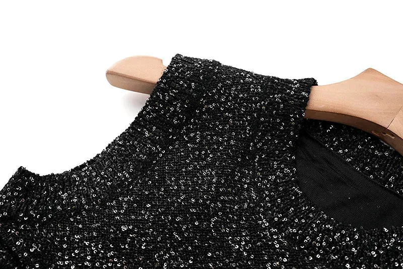 Pre Order:  Sequin Waist Cinching Knitted Camisole Dress