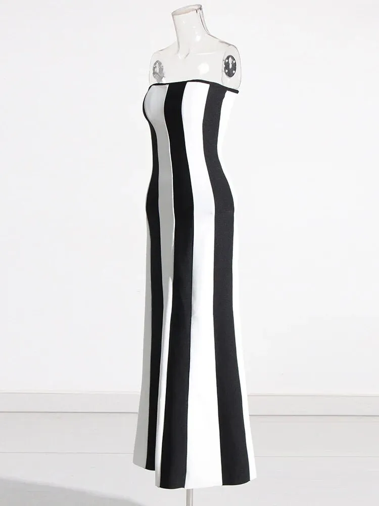 Pre Order:  Sleeveless Backless Striped Slim Dress