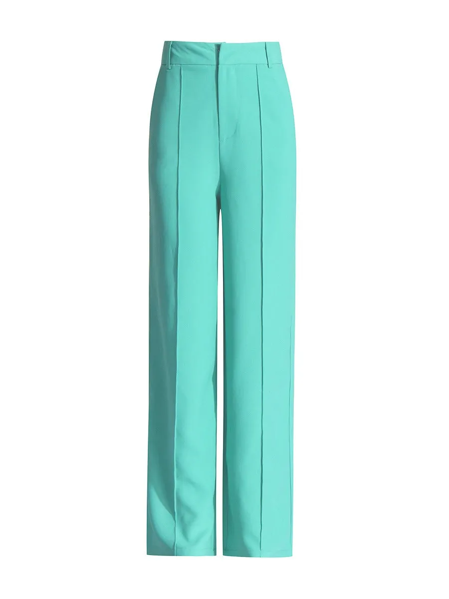 Pre Order:  Solid V-Neck Waist Tie Top   High Waisted Pants