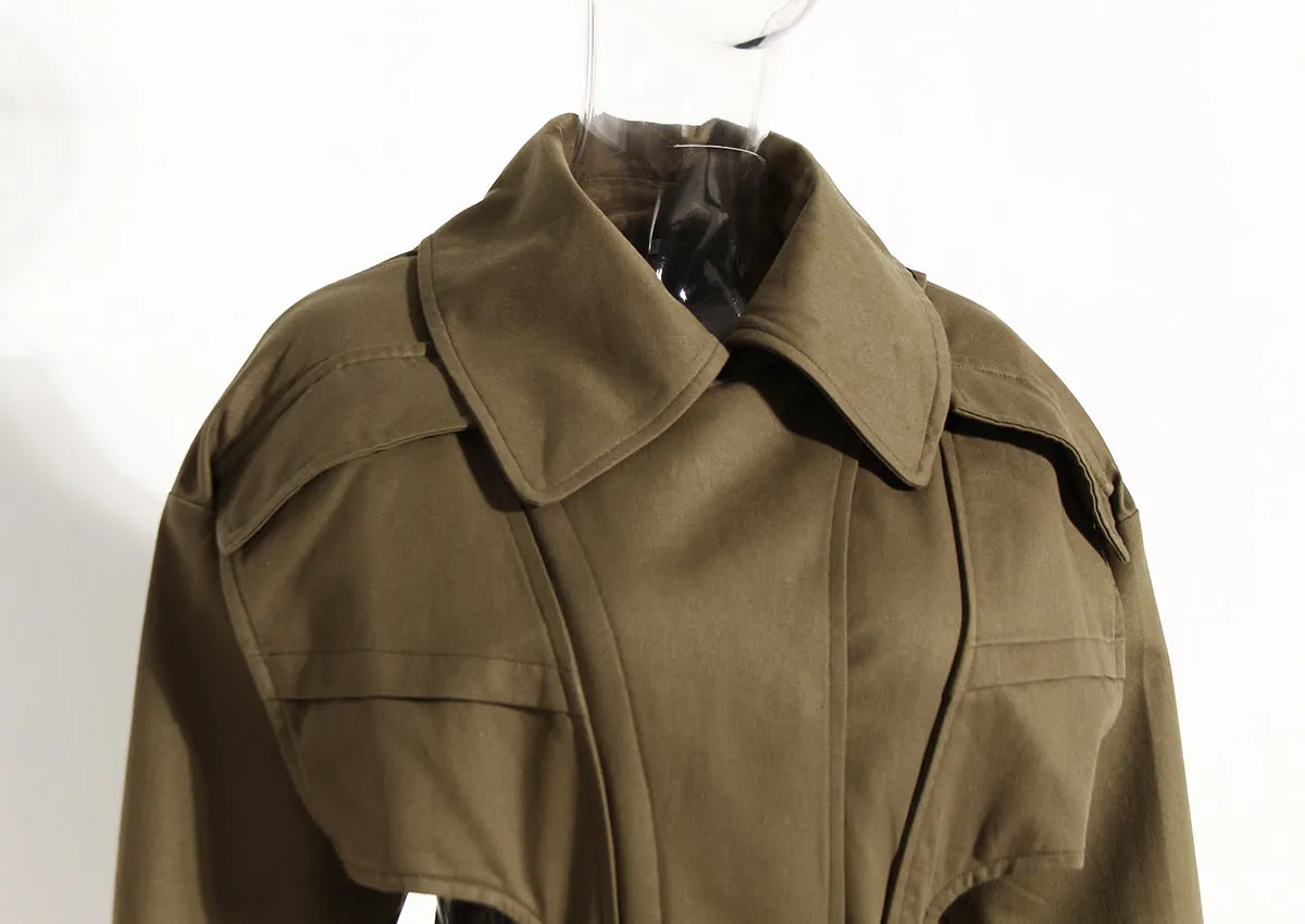 Pre Order:  Waist Cutout Belted Trench Coat