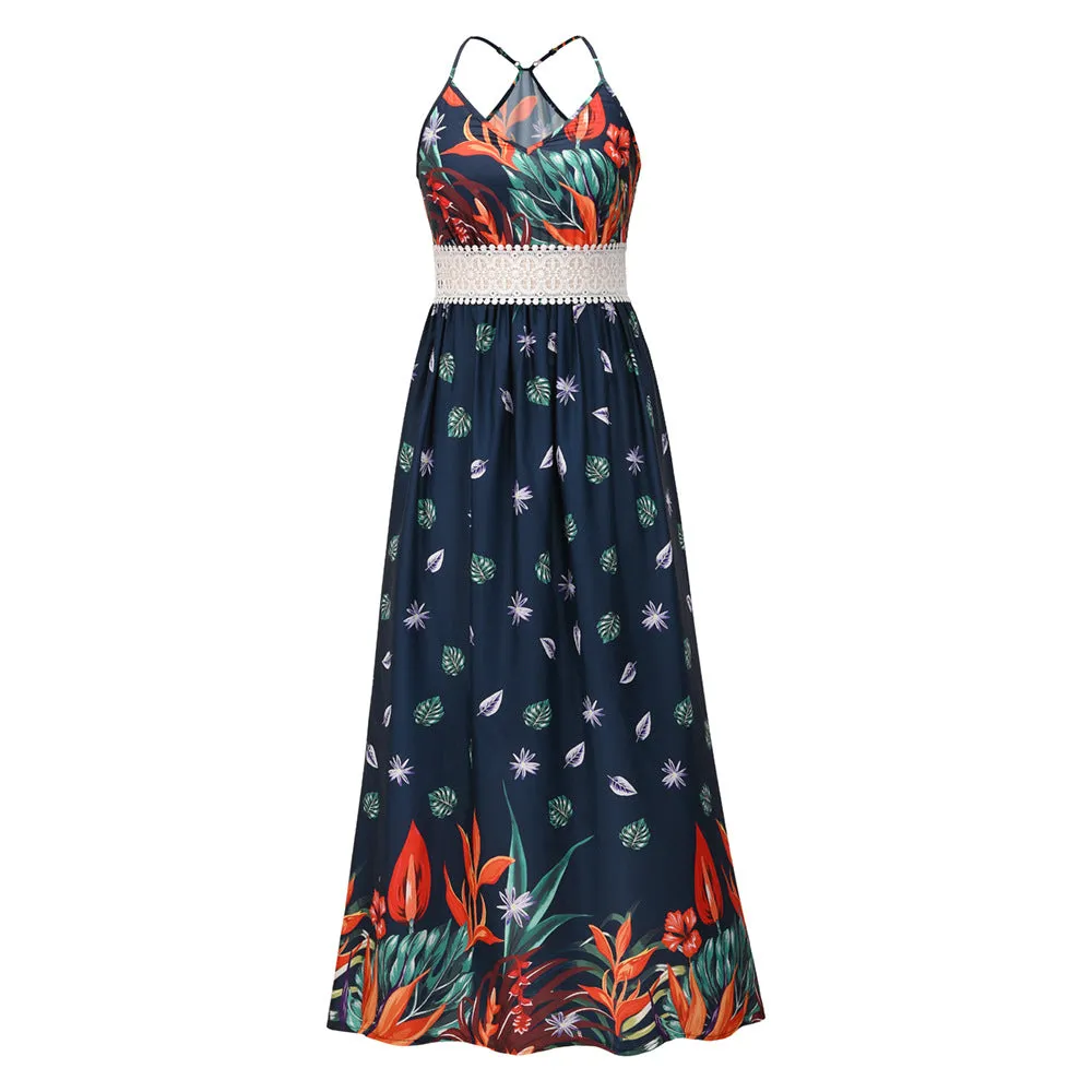 Printed High Waist Big Swing Summer Dress