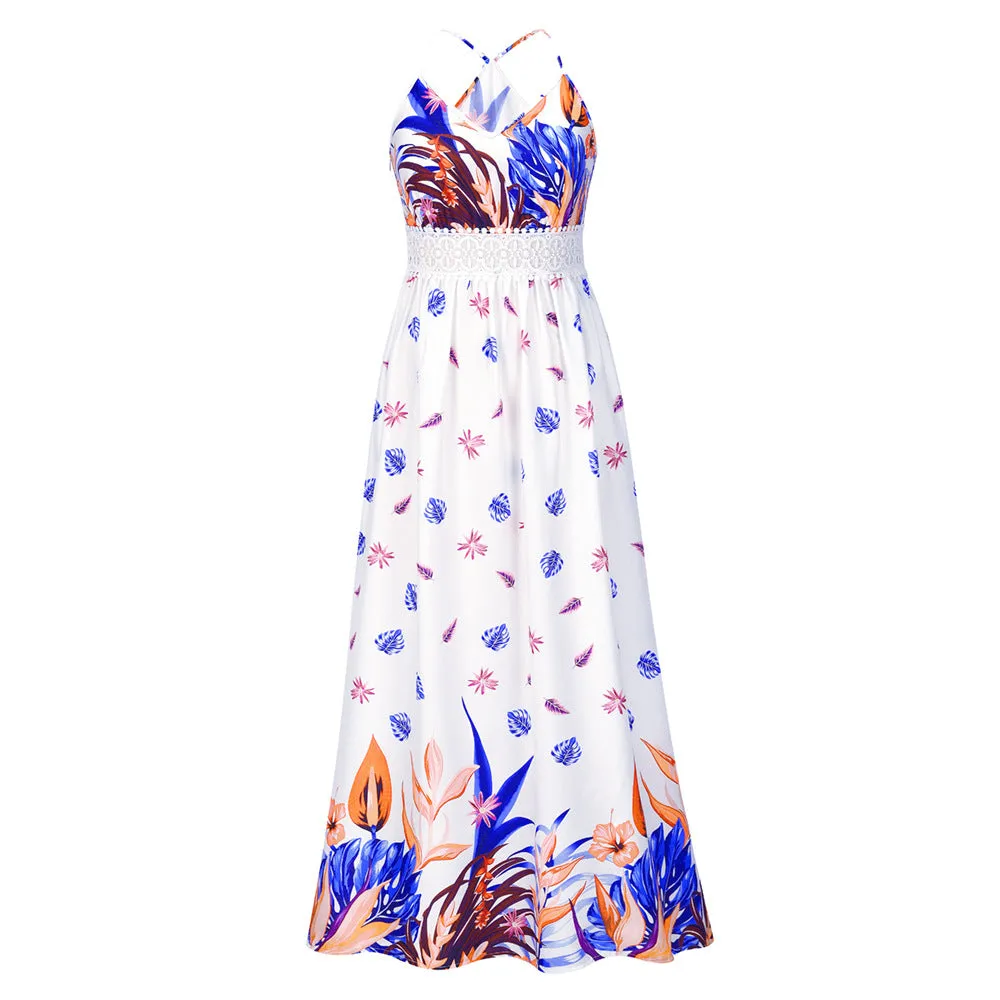 Printed High Waist Big Swing Summer Dress