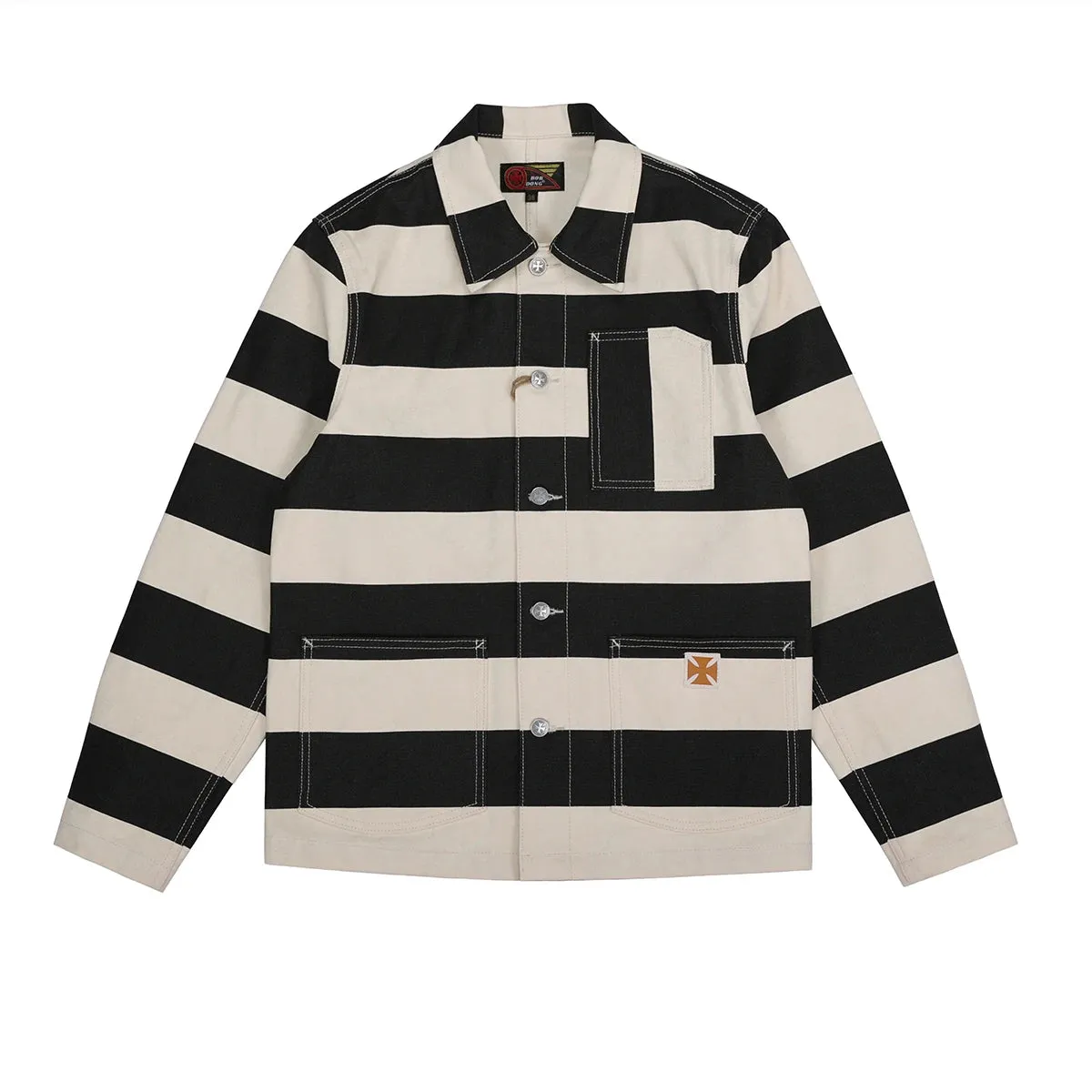 Prison Stripes Jacket 16oz Canvas Men Rugged Style Biker Coat