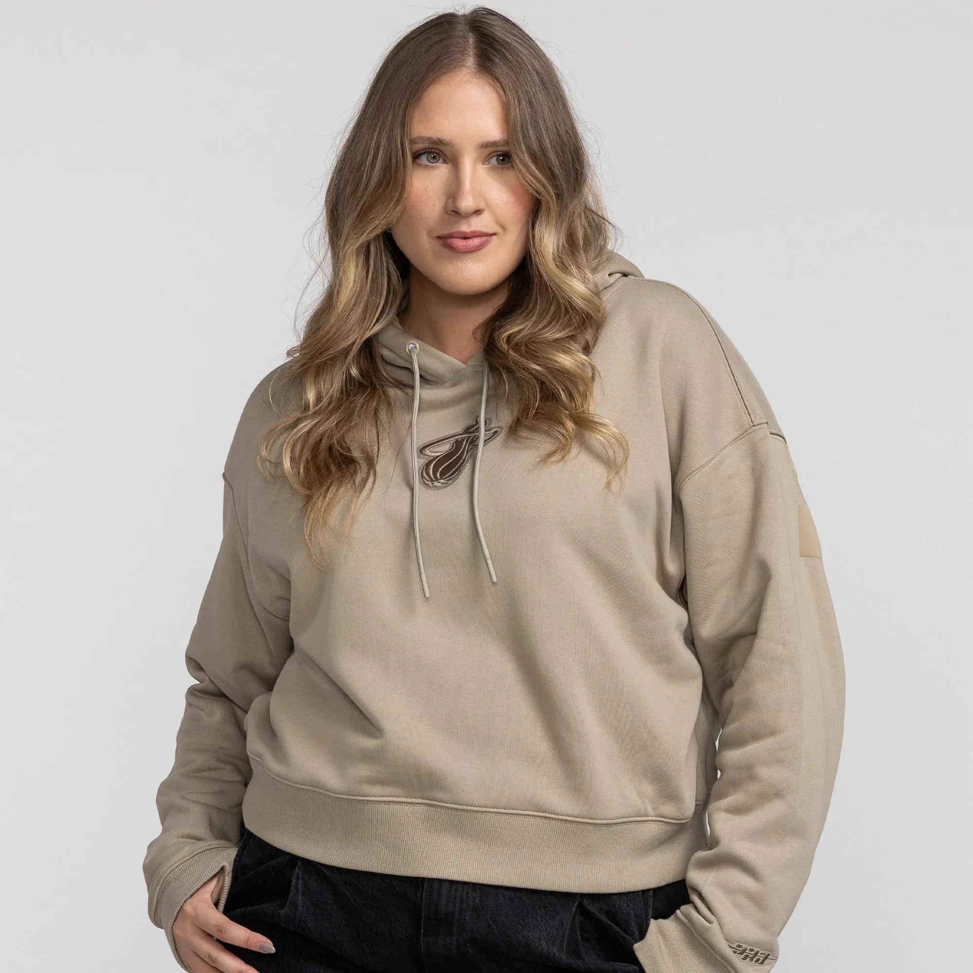 Pro Standard Miami HET Wingspan Crop Women's Taupe Hoodie