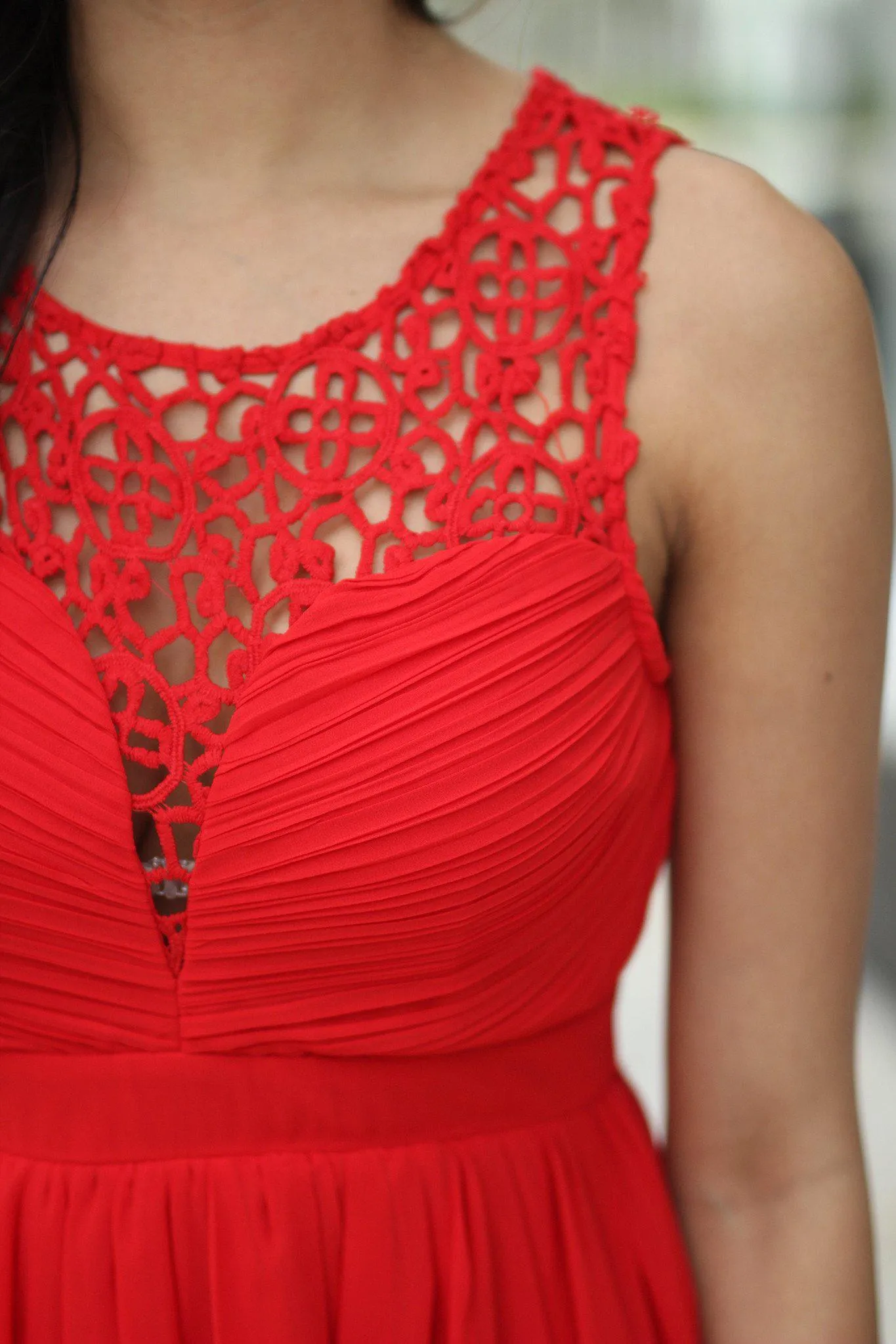 Red Crochet Short Dress