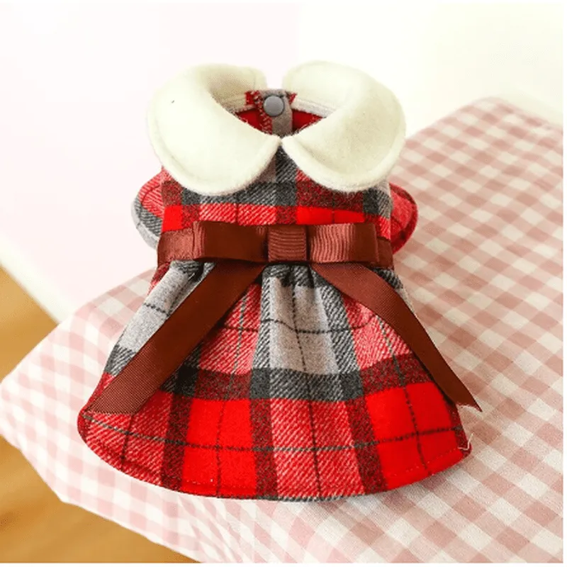 Red/Grey Plaid Dress w/Bow