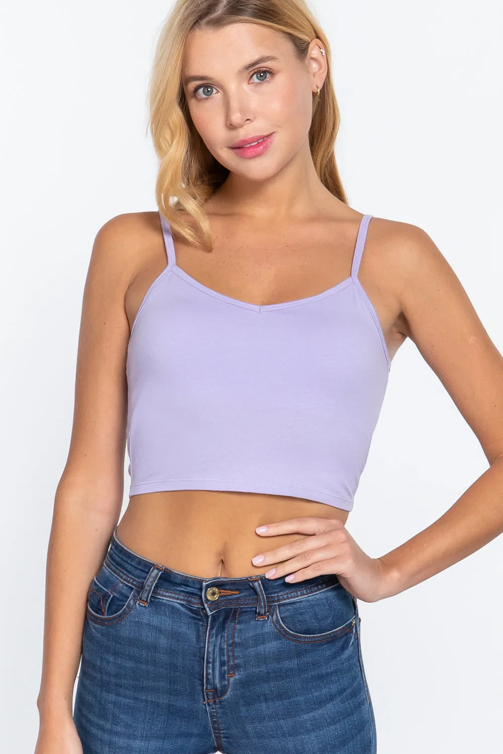 Removable Bra Cup Cotton Cami Crop Top