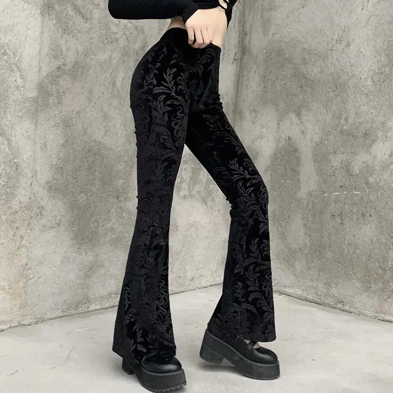 Retro Black Halloween Print Pants