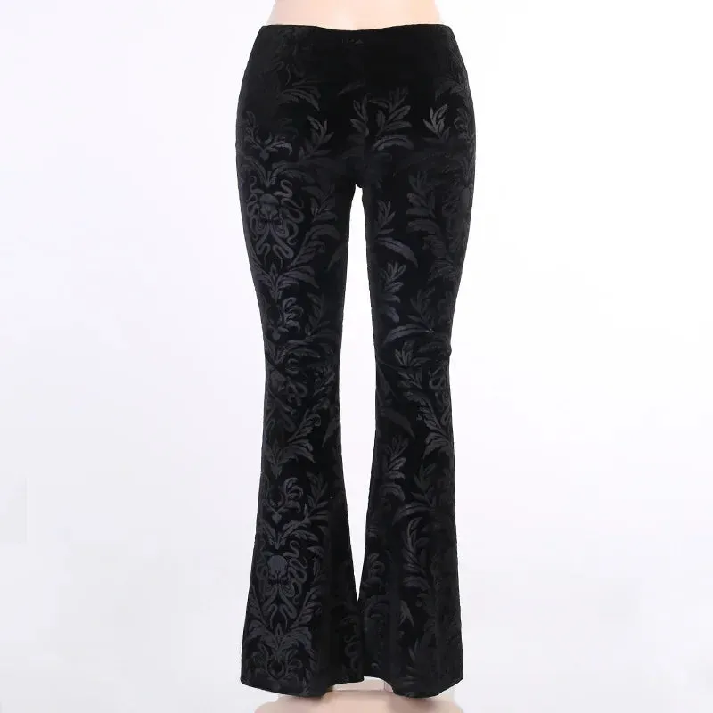 Retro Black Halloween Print Pants