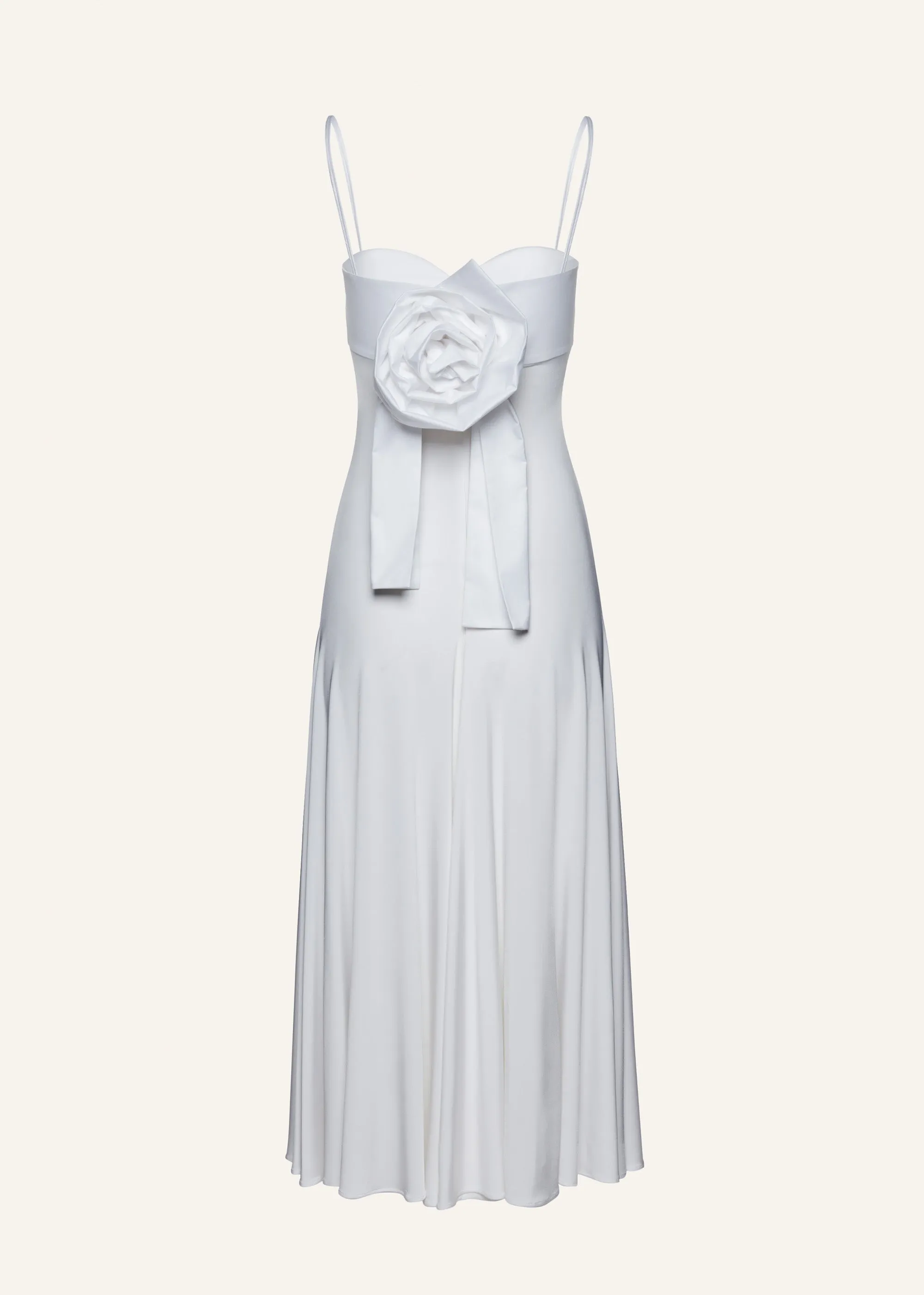 Rose sweetheart midi dress in white