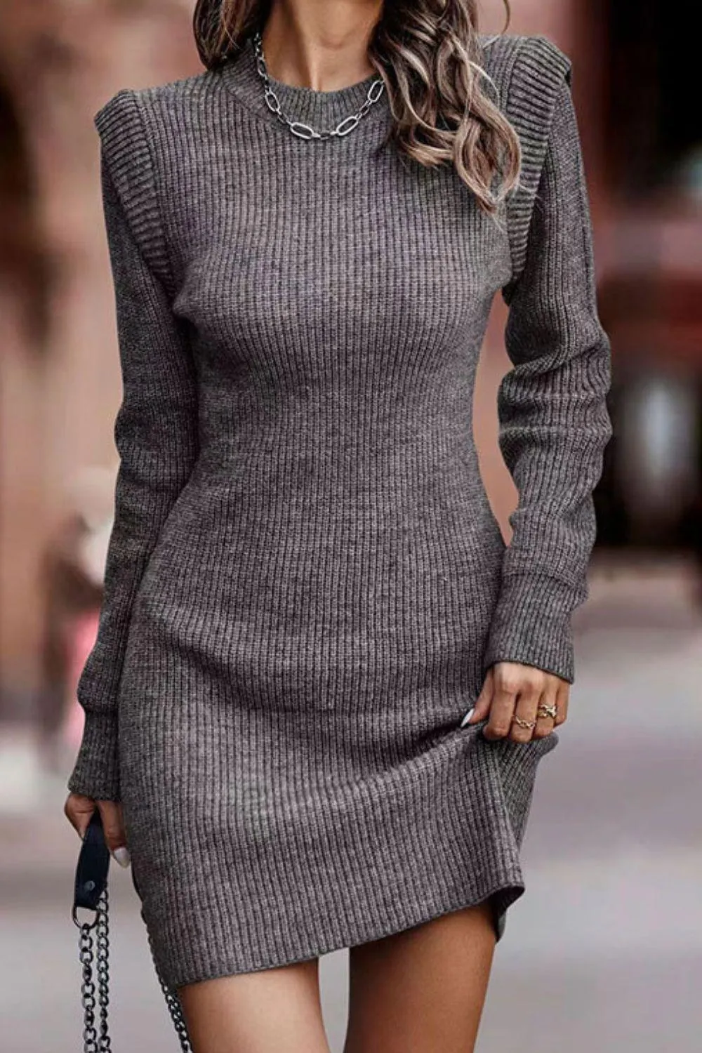 Round Neck Sweater Dress