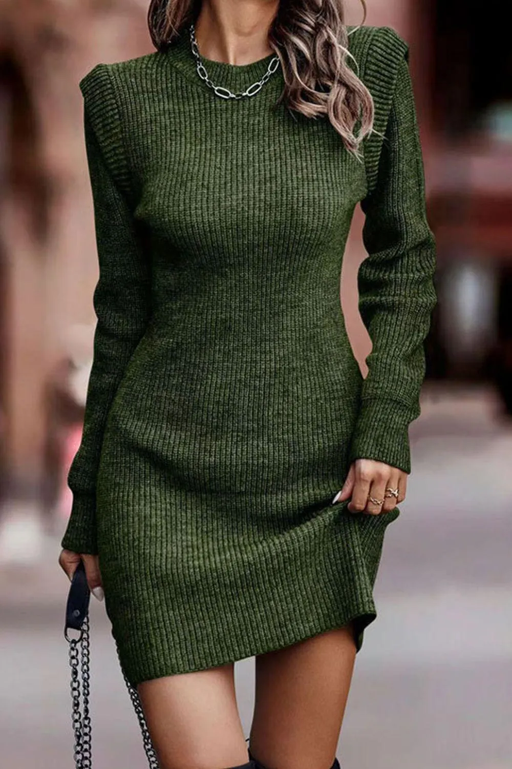 Round Neck Sweater Dress