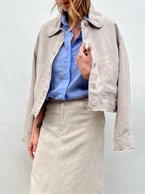 Rowan Crop Jacket in Linen - Cement