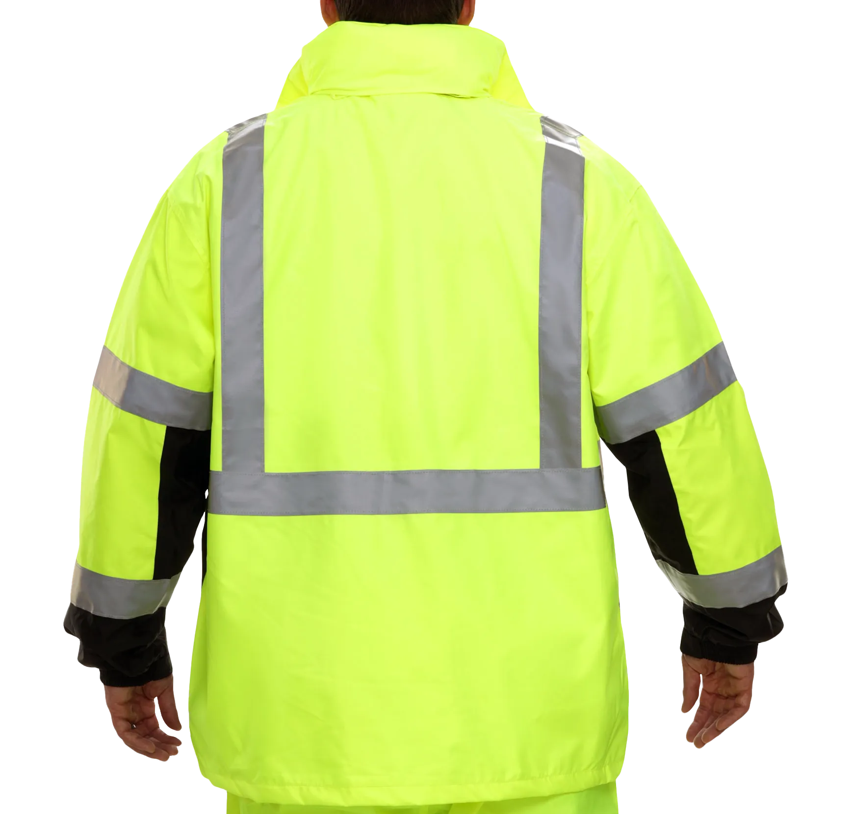 Safety Jacket Hi Vis Parka Breathable Waterproof Hooded 2-Tone Lime