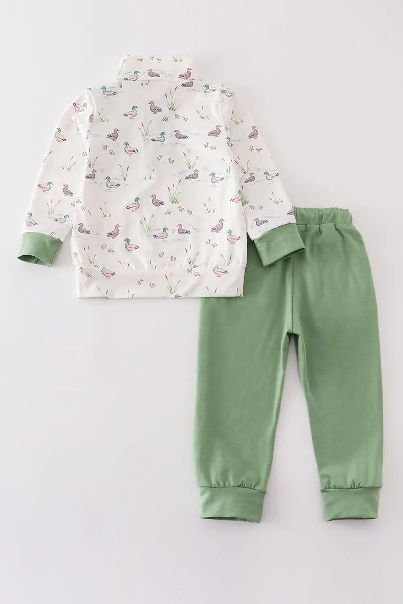 Sage duck print boy jogger set