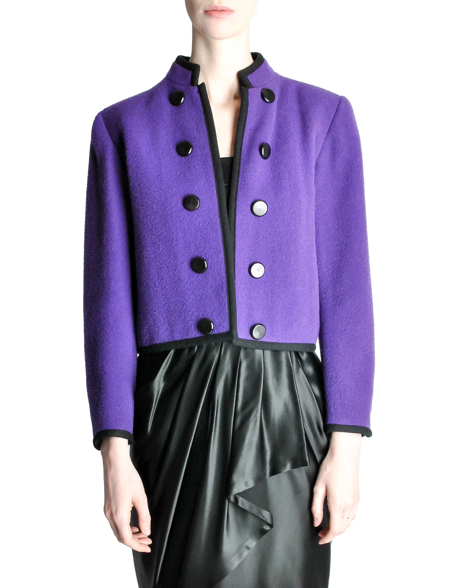 Saint Laurent Rive Gauche Vintage Purple Wool Bolero Cropped Jacket